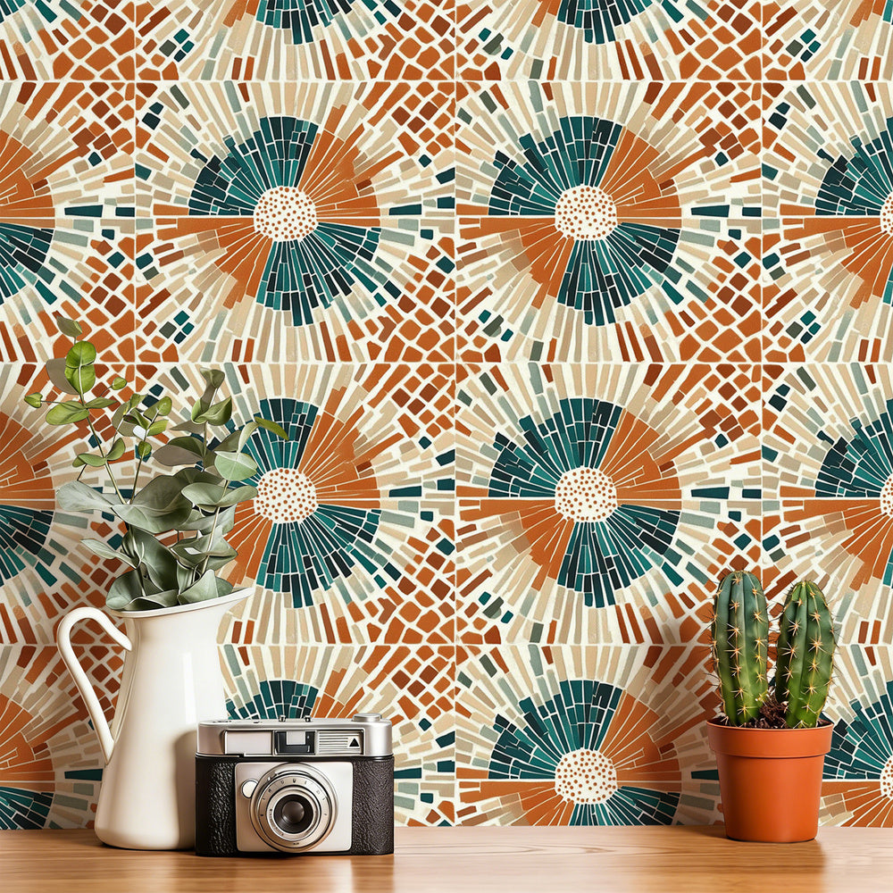 Papier peint adhésif en PVC à motif fleuri ligne contemporaine pour le salon