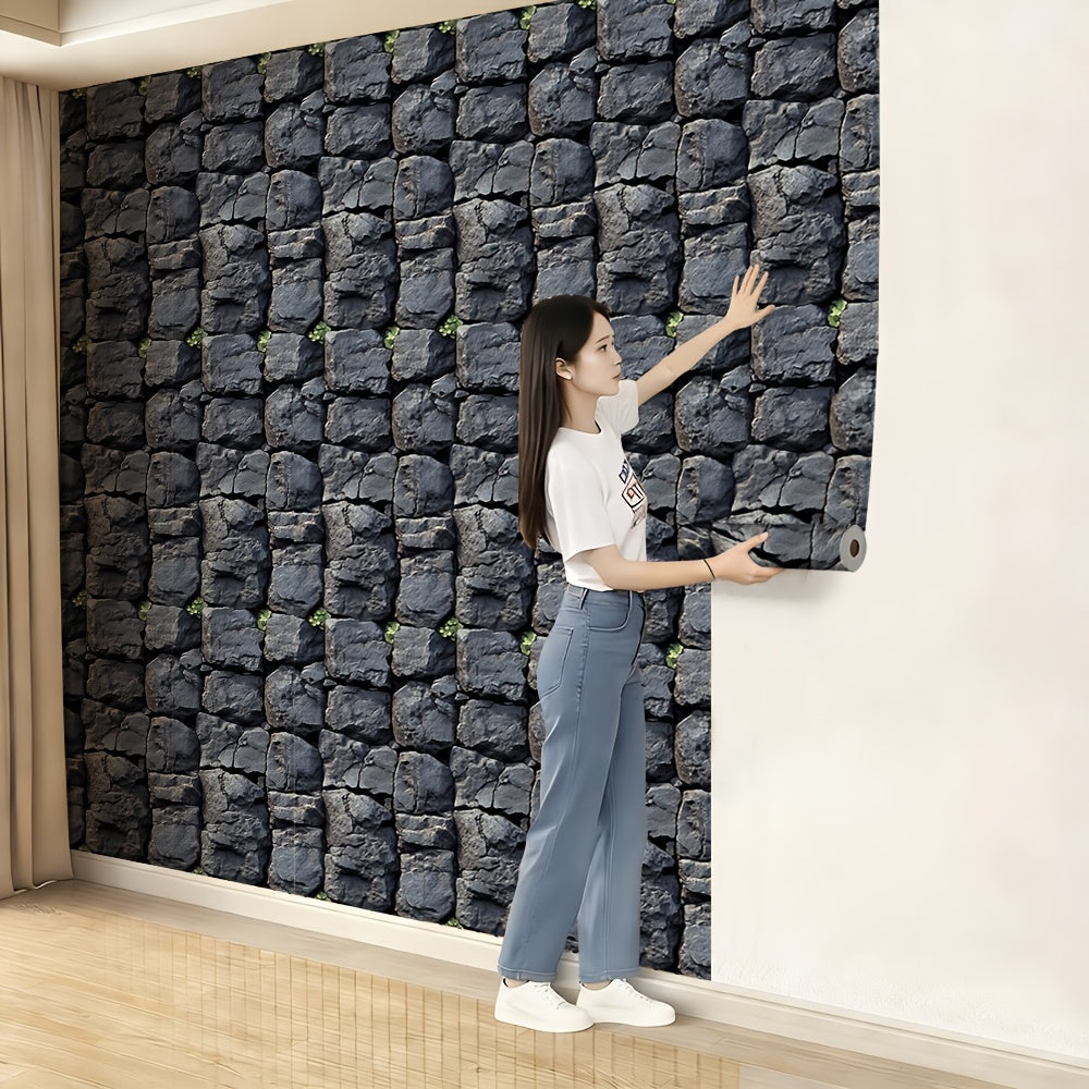 Papier peint adhésif en PVC effet pierre texturé pour la chambre amovible