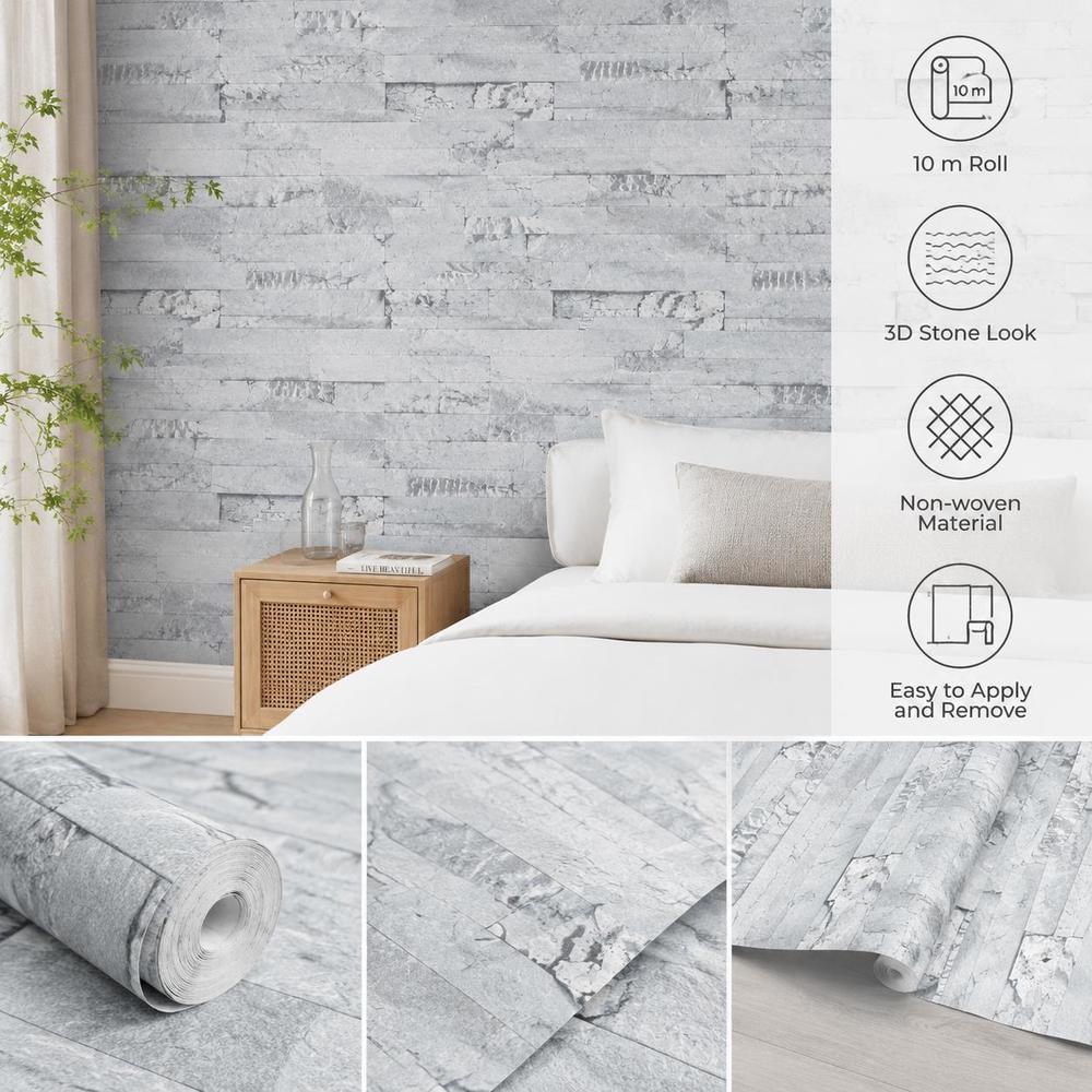 Papier peint adhésif textile effet brique à relief 3D de 8491 mm, détail du motif