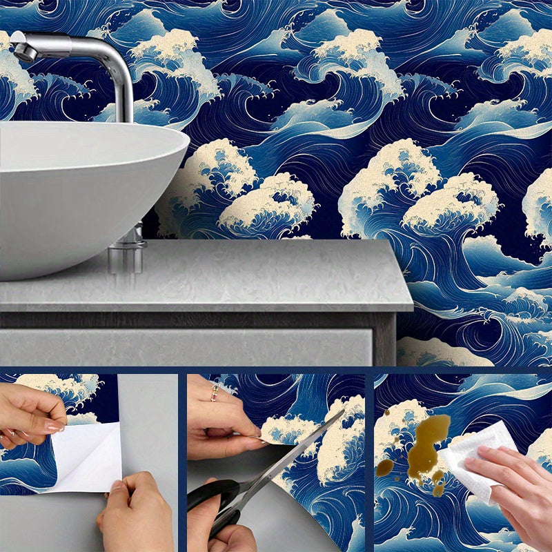 Papier peint adhésif en PVC à motif feuillage style japonais
