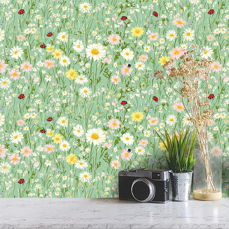 Papier peint adhésif à motif fleuri ligne contemporaine texturé amovible