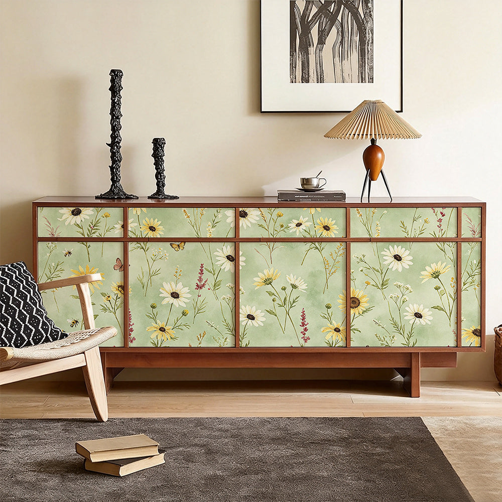 Papier peint adhésif en PVC à motif fleuri ligne contemporaine lavable, pose auto-adhésive sans colle
