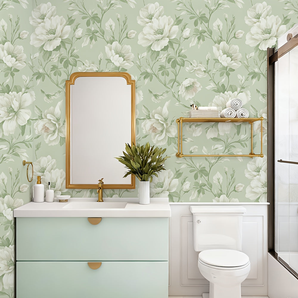 Papier peint adhésif en PVC à motif fleuri en bordure pour la chambre amovible, détail du motif