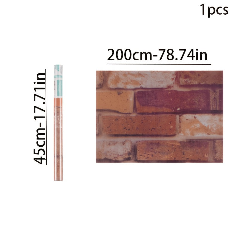 Papier peint adhésif effet brique hydrofuge imperméable de 5 mm, pose auto-adhésive sans colle