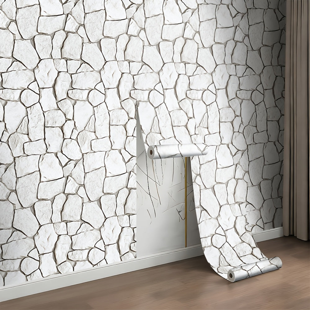 Papier peint adhésif en PVC effet pierre texturé pour la chambre amovible, visuel produit