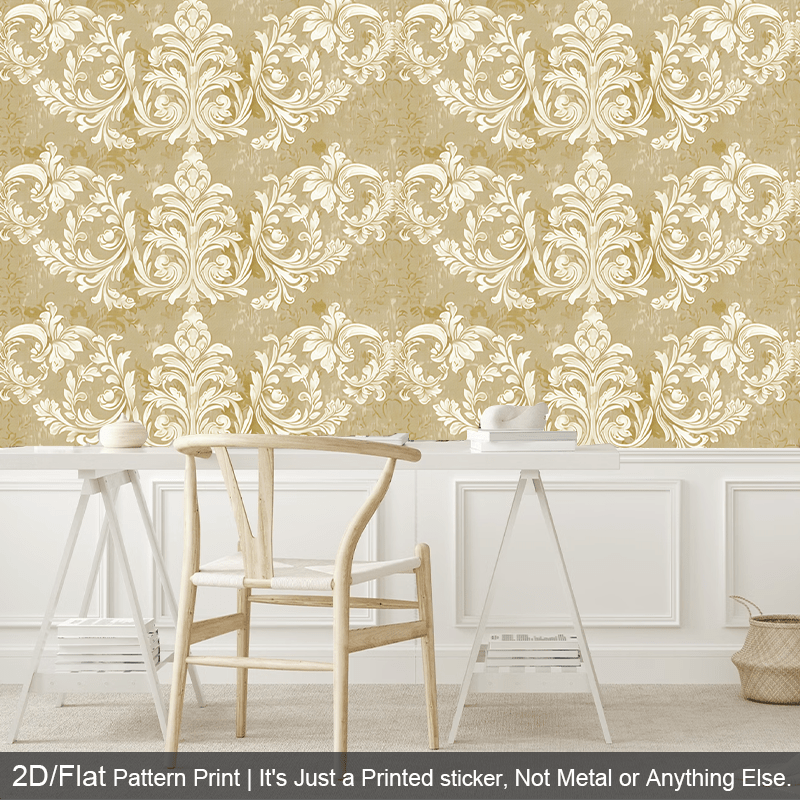 Papier peint adhésif en PVC à motif damassé style baroque pour le salon