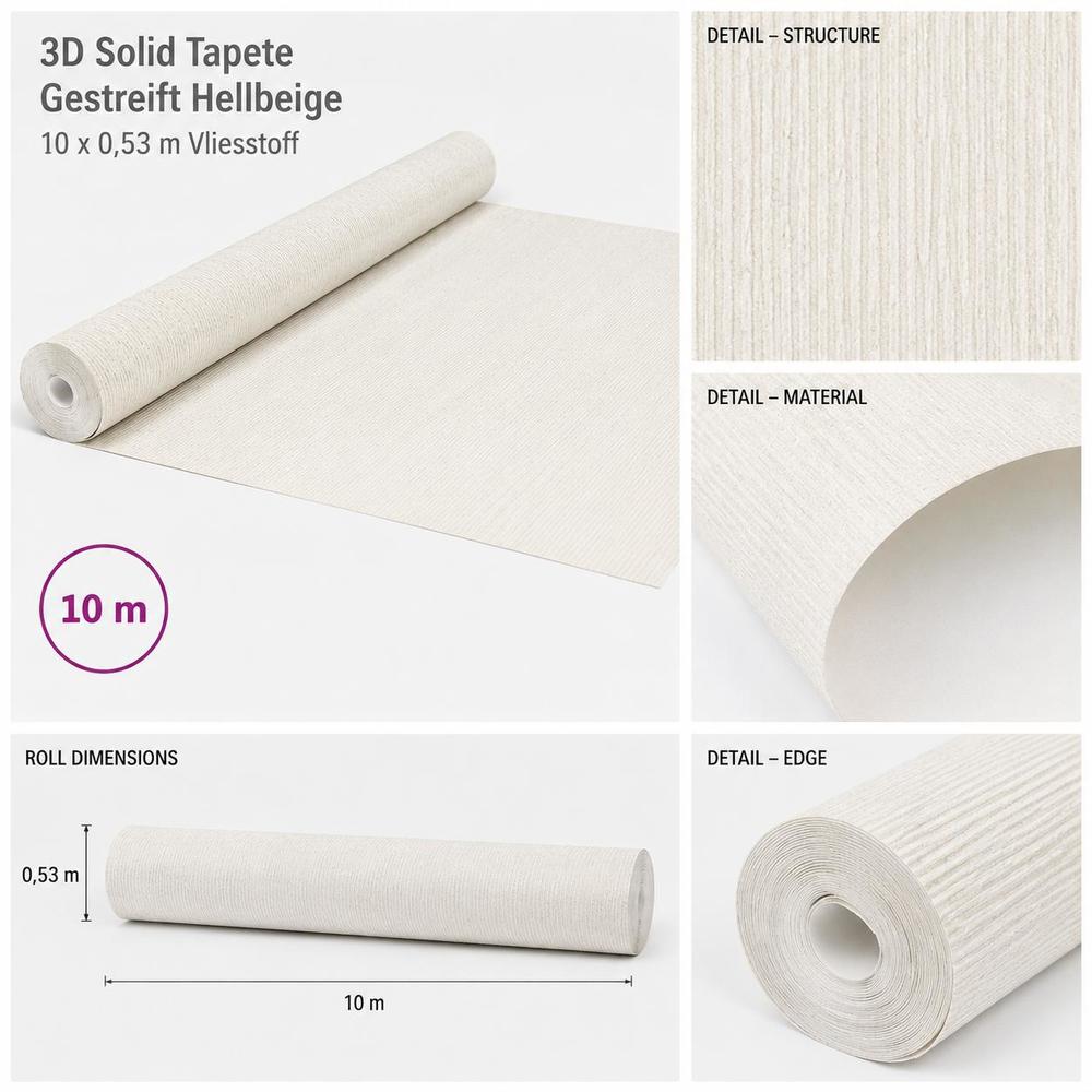 Papier peint adhésif textile à rayures à relief 3D de 5703 mm, détail du motif