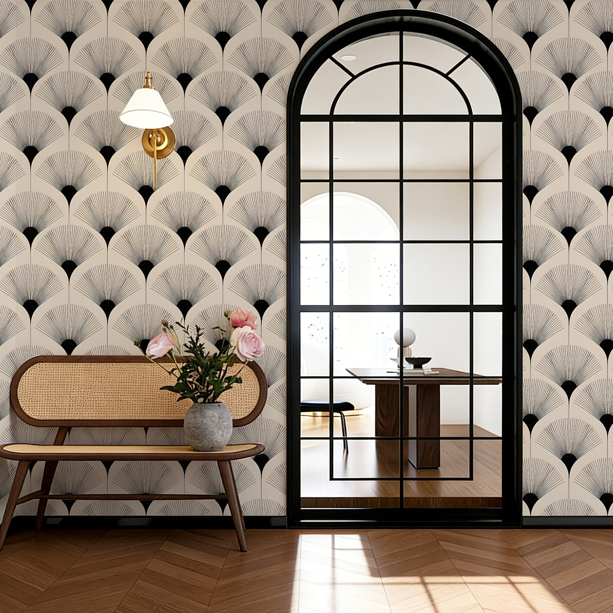 Papier peint adhésif en PET à motif géométrique style Art déco amovible