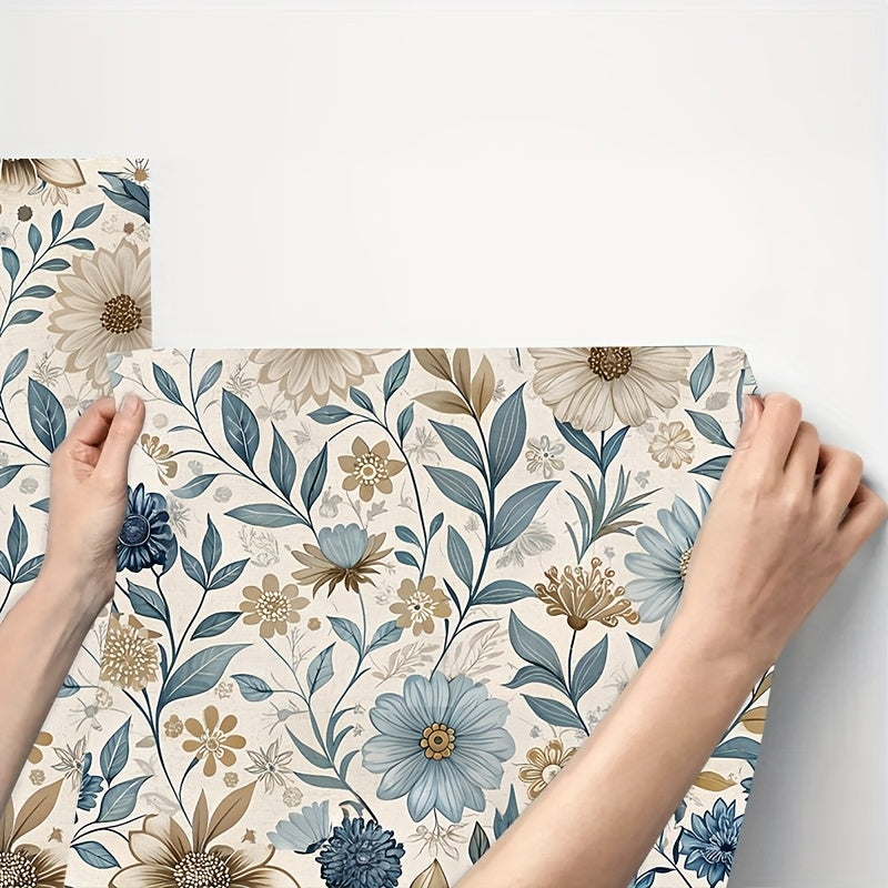 Papier peint adhésif en PVC à motif fleuri hydrofuge pour la chambre amovible