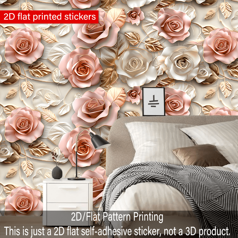 Papier peint adhésif en PVC à motif fleuri amovible de 1 mm
