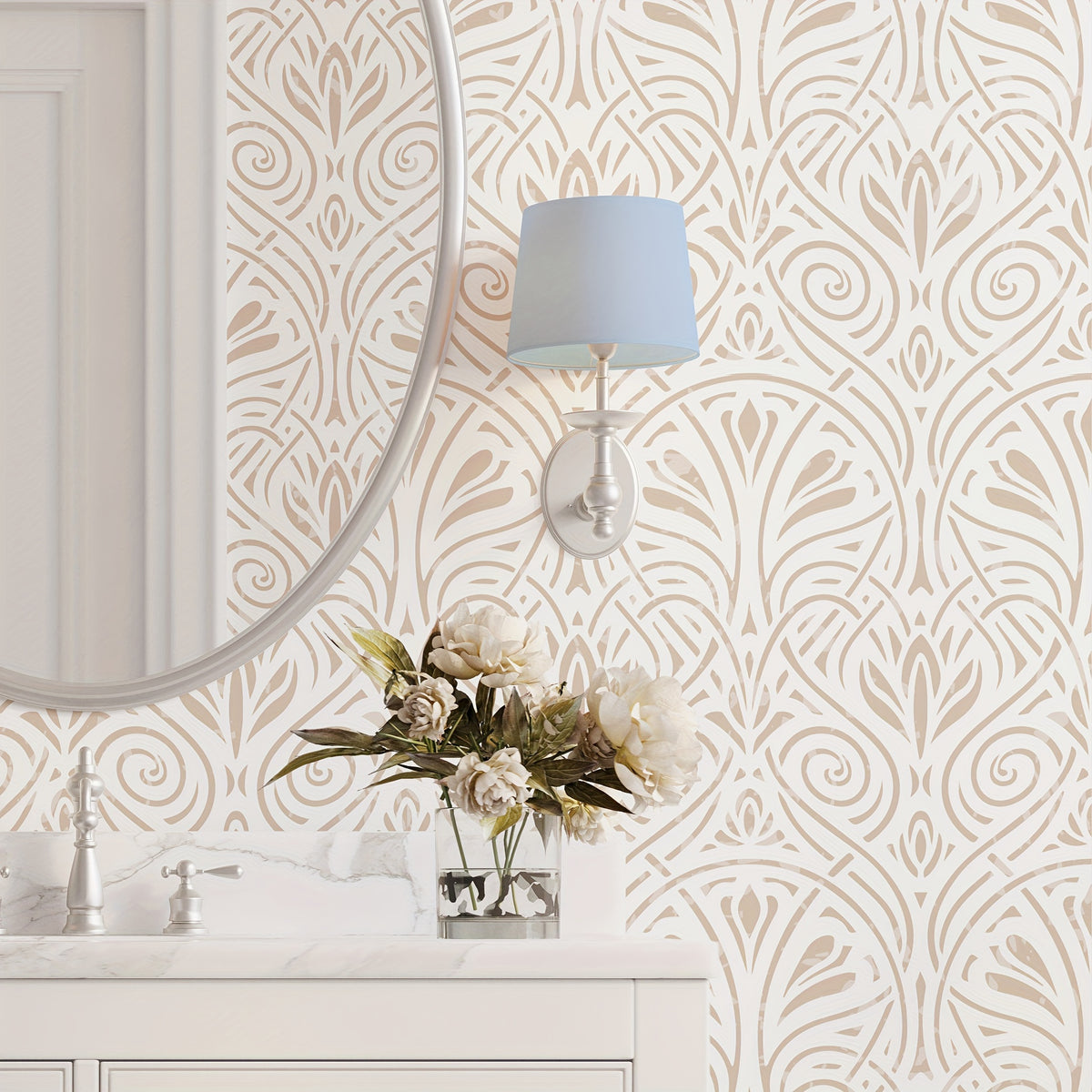 Papier peint adhésif en PVC à motif géométrique style scandinave amovible, détail du motif