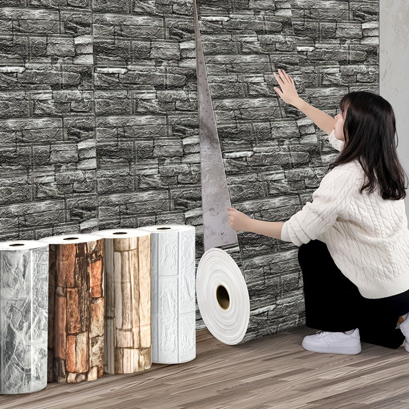 Papier peint adhésif en vinyle effet brique imperméable, mise en situation