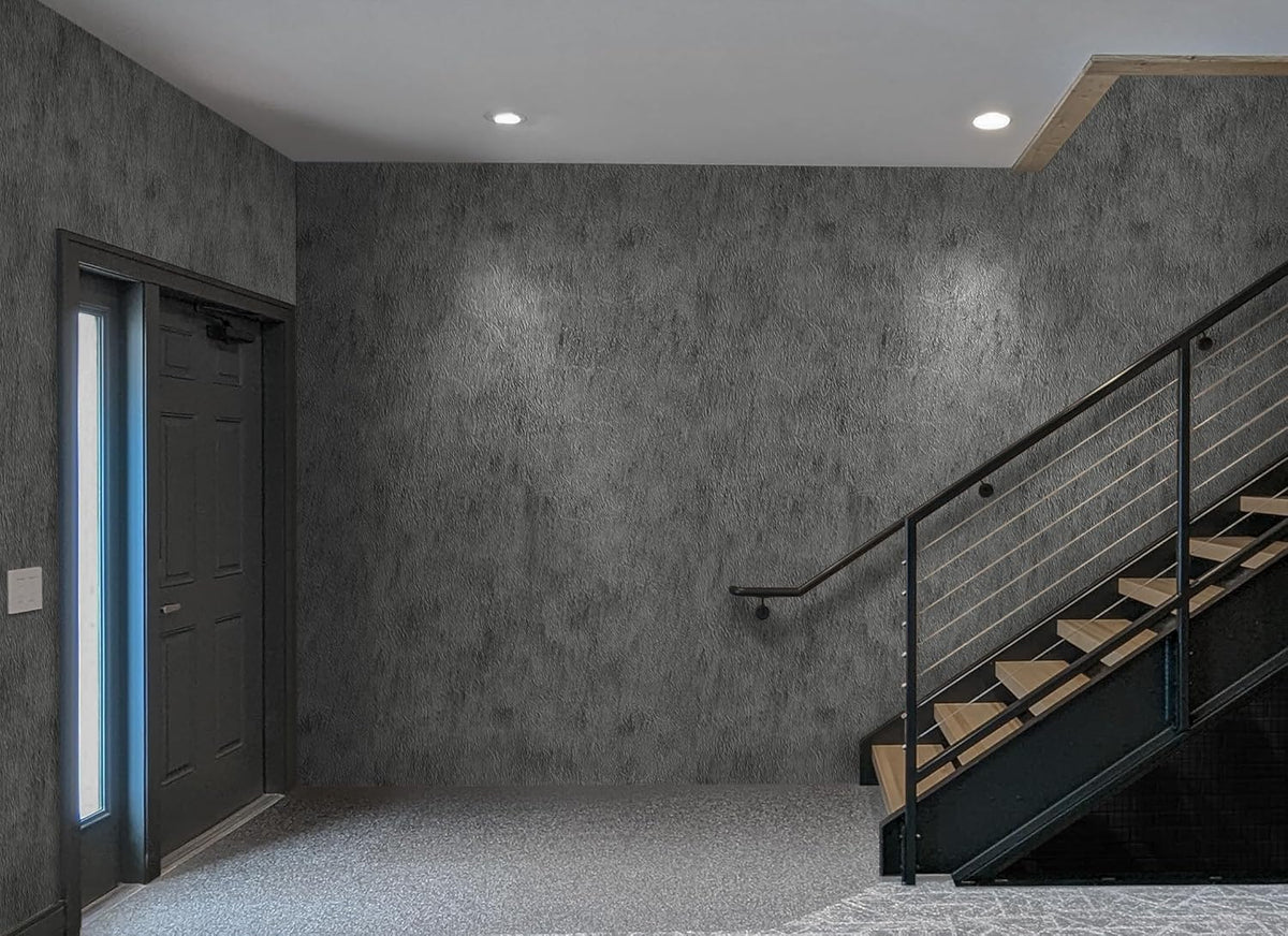 Papier peint béton gris foncé, dix mètres sans une jonction