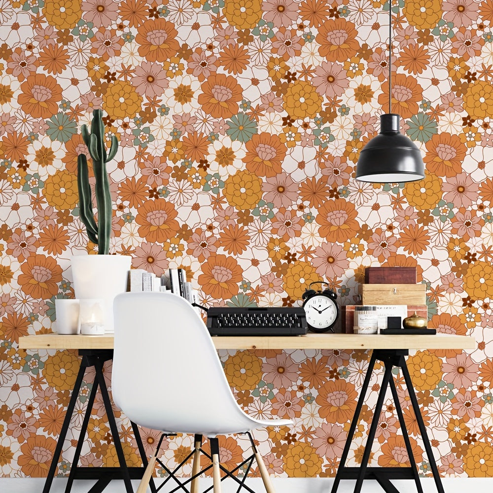 Papier peint adhésif en PVC à motif fleuri pour la cuisine amovible