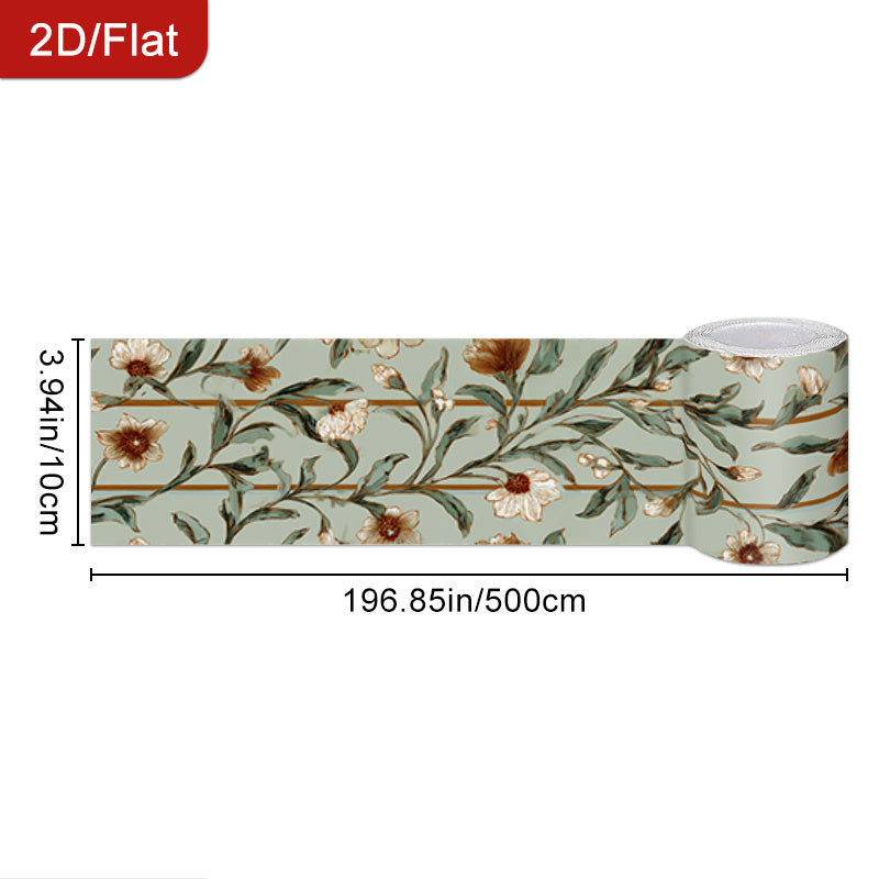 Papier peint adhésif en vinyle à motif fleuri allure vintage en bordure