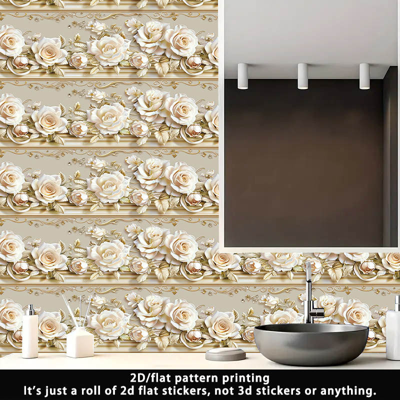 Papier peint adhésif en vinyle à motif fleuri à relief 3D, épaisseur 0.2 mm Image