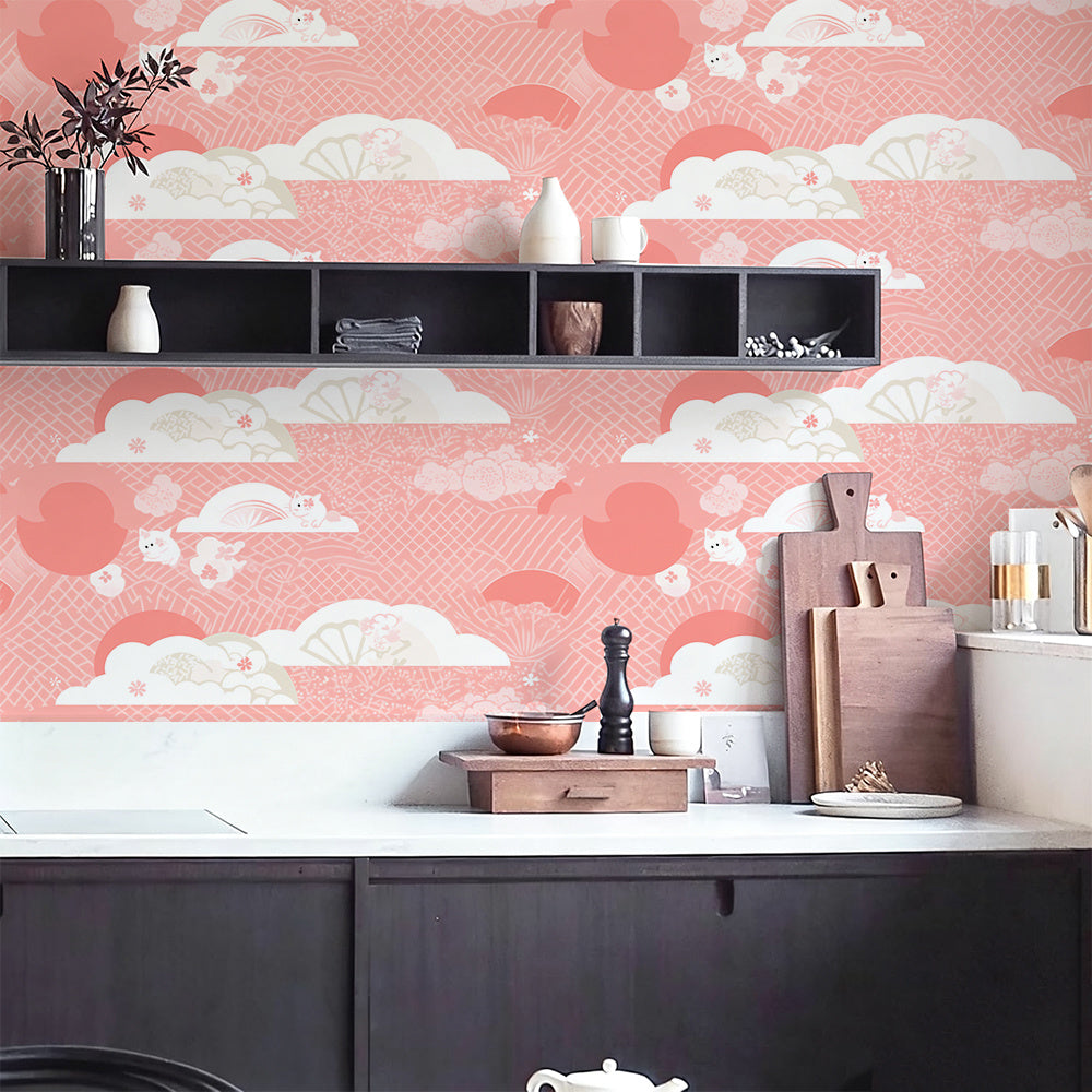 Papier peint adhésif en PVC à motif fleuri lavable pour la cuisine amovible