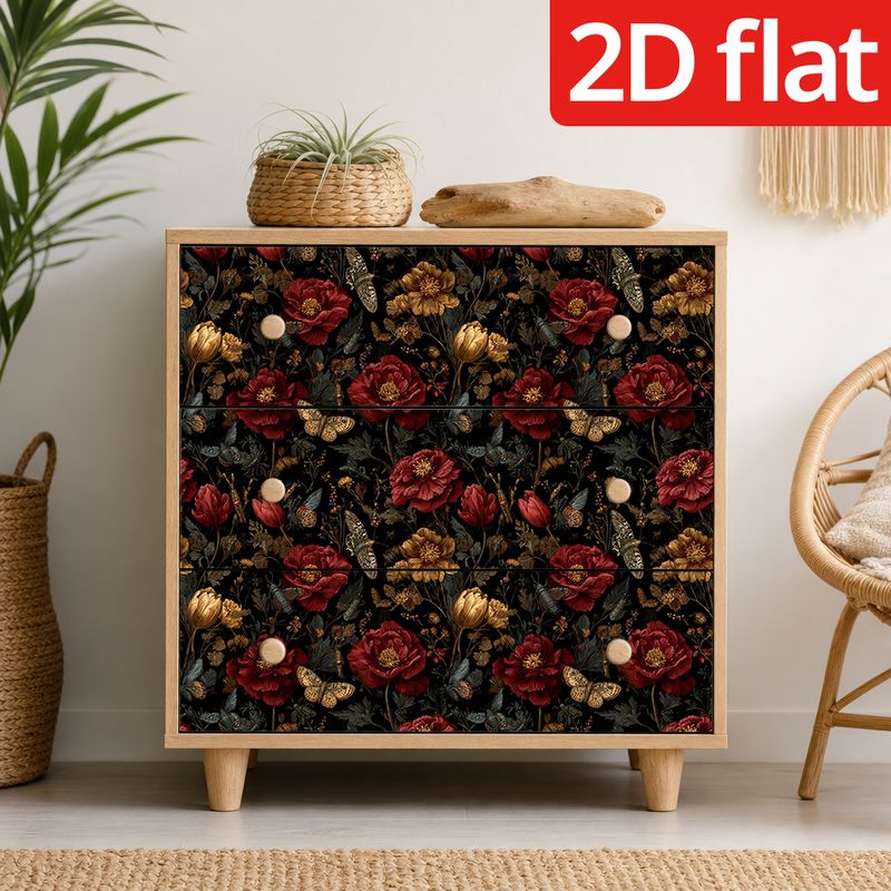 Papier peint adhésif en PVC à motif fleuri allure vintage pour la cuisine