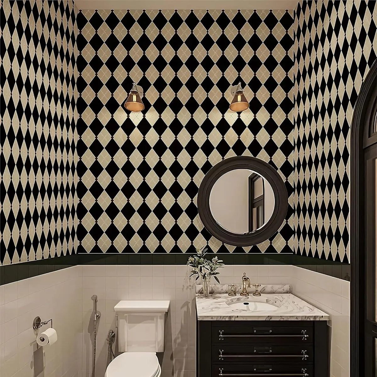 Papier peint adhésif en PVC à motif géométrique pour la chambre amovible