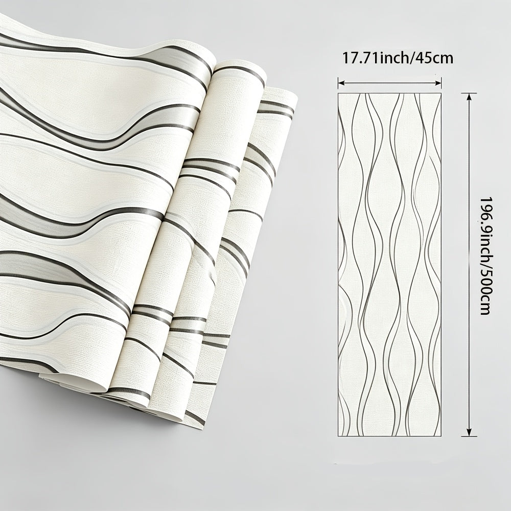 Papier peint adhésif en PVC à rayures à relief 3D, vue de détail
