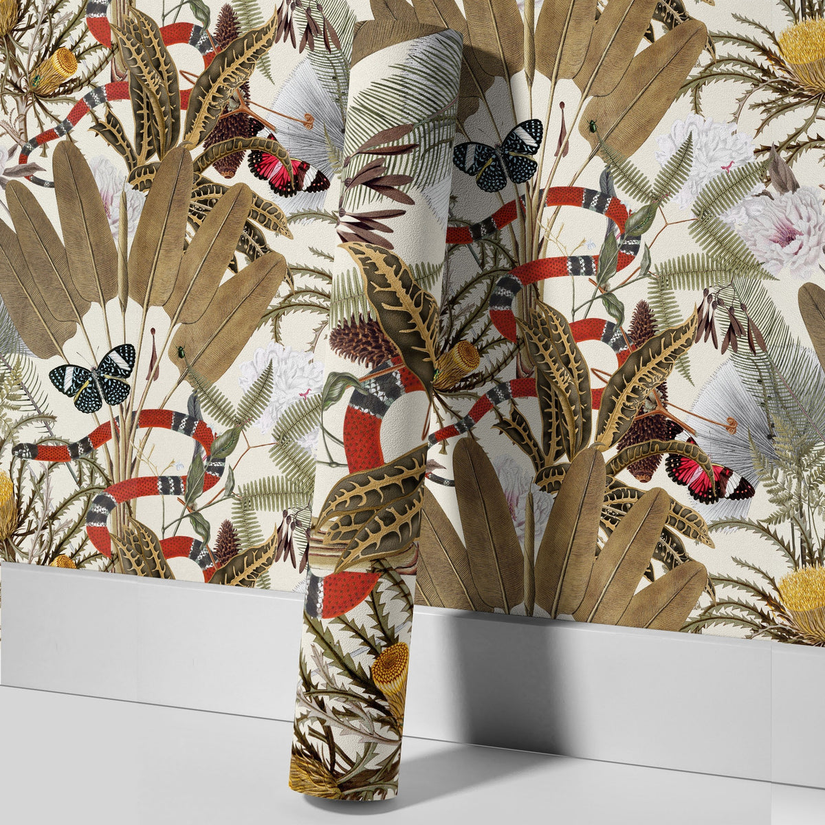 Papier peint adhésif en PVC à motif feuillage amovible