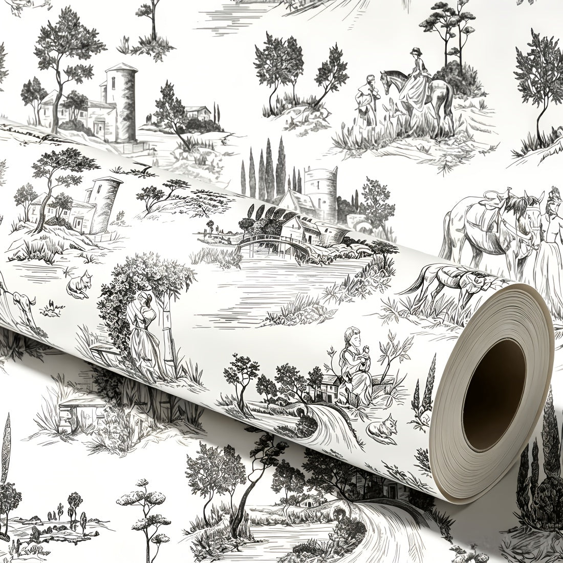 Papier peint adhésif en PVC panoramique paysage esprit campagne amovible