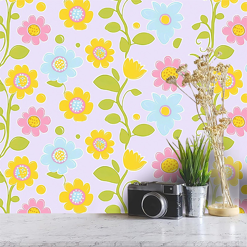 Papier peint adhésif à motif fleuri allure vintage amovible
