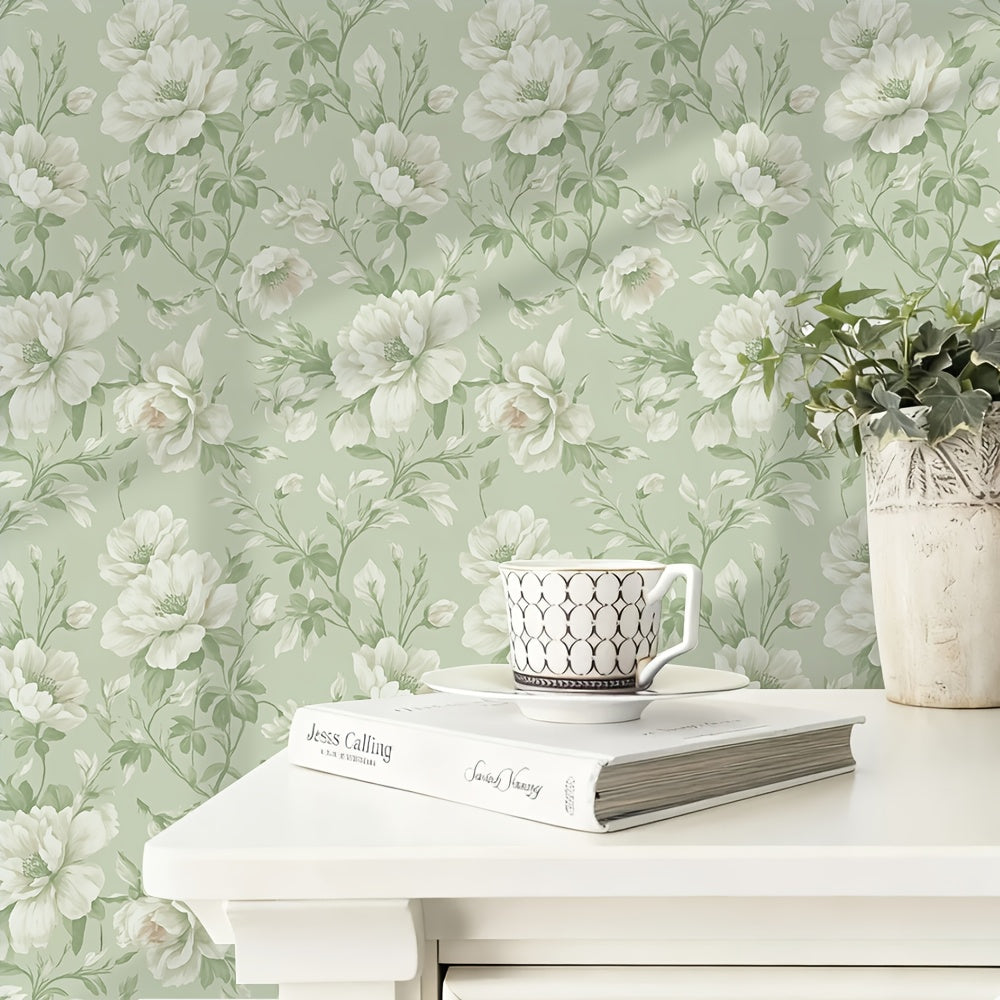 Papier peint adhésif en PVC à motif fleuri en bordure pour la chambre amovible, vue de détail