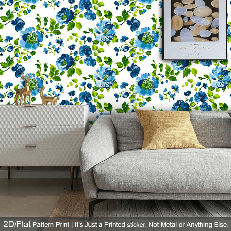 Papier peint adhésif en PVC à motif fleuri pour la salle de bain amovible