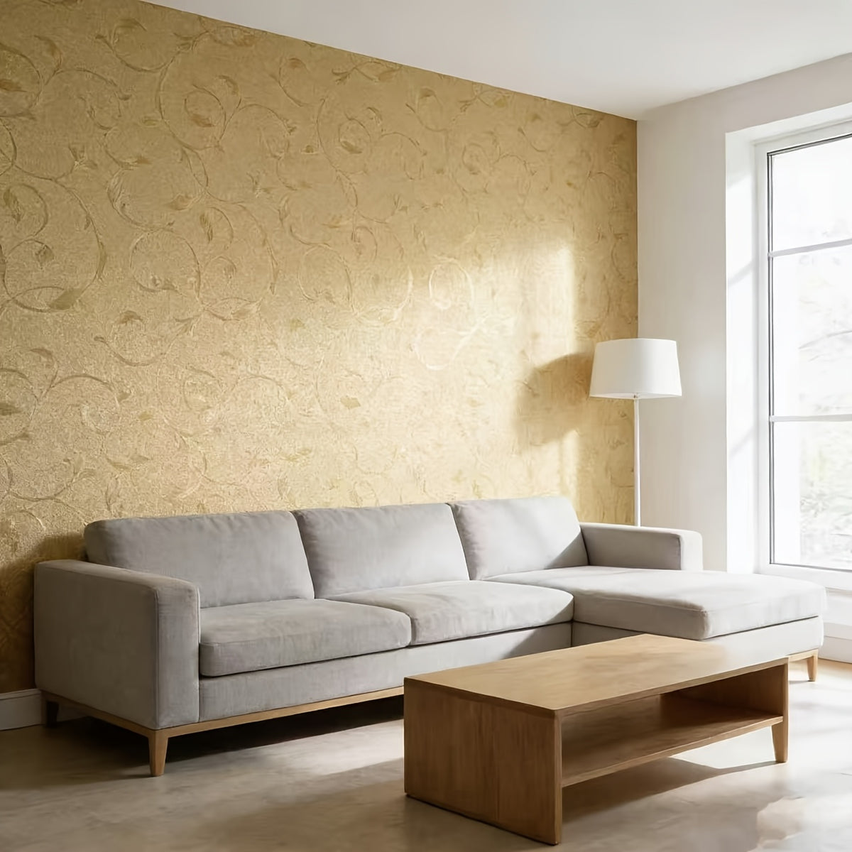 Papier peint pré-encollé à effet métallisé amovible