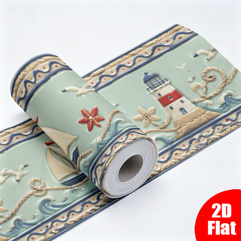 Frise de papier peint adhésif en vinyle allure vintage en bordure
