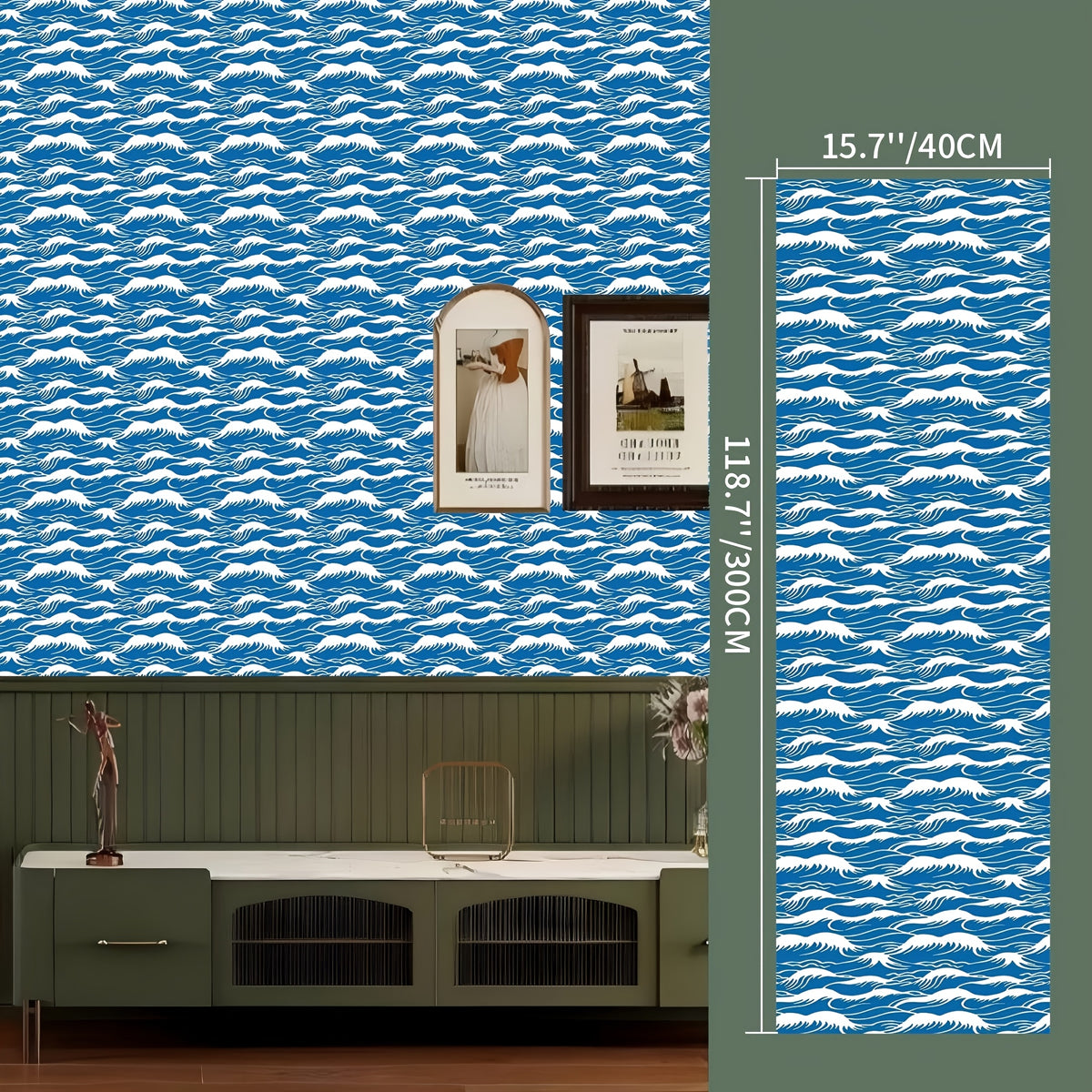 Papier peint adhésif en PVC panoramique paysage ligne contemporaine, le rouleau