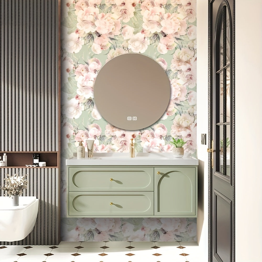 Papier peint adhésif en PVC à motif fleuri hydrofuge pour la chambre amovible, visuel produit