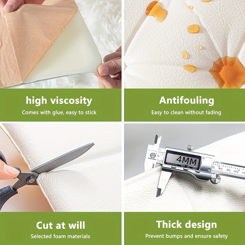 Papier peint adhésif en mousse XPE texturé imperméable de 5 mm, gros plan sur la matière