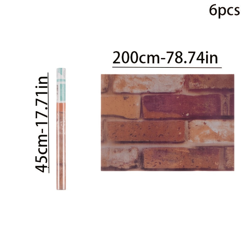 Papier peint adhésif effet brique hydrofuge imperméable de 5 mm — matière : papier