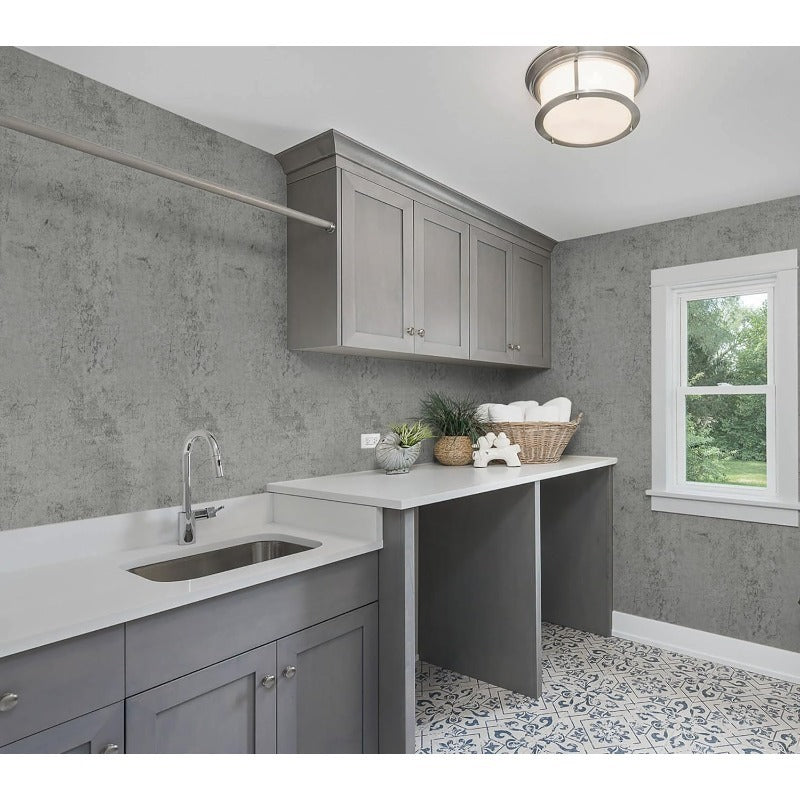Papier peint béton gris foncé, dix mètres sans une jonction