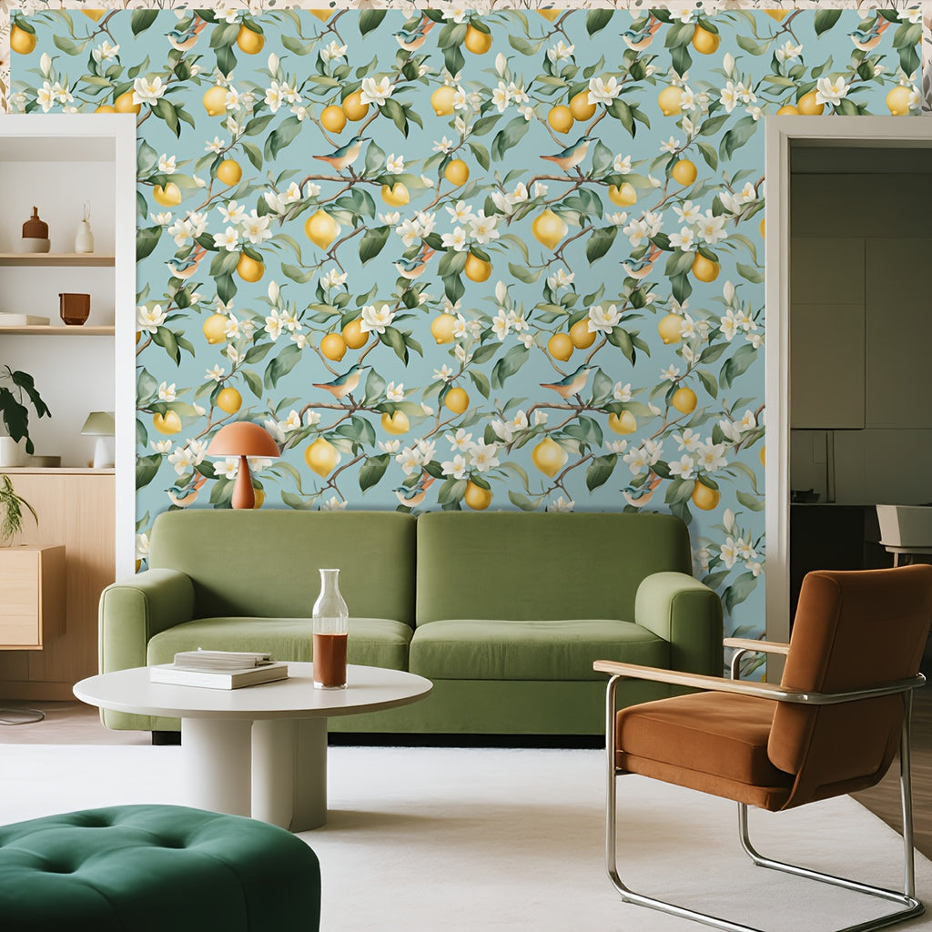 Papier peint adhésif en PVC à motif fleuri allure vintage hydrofuge, vue de détail