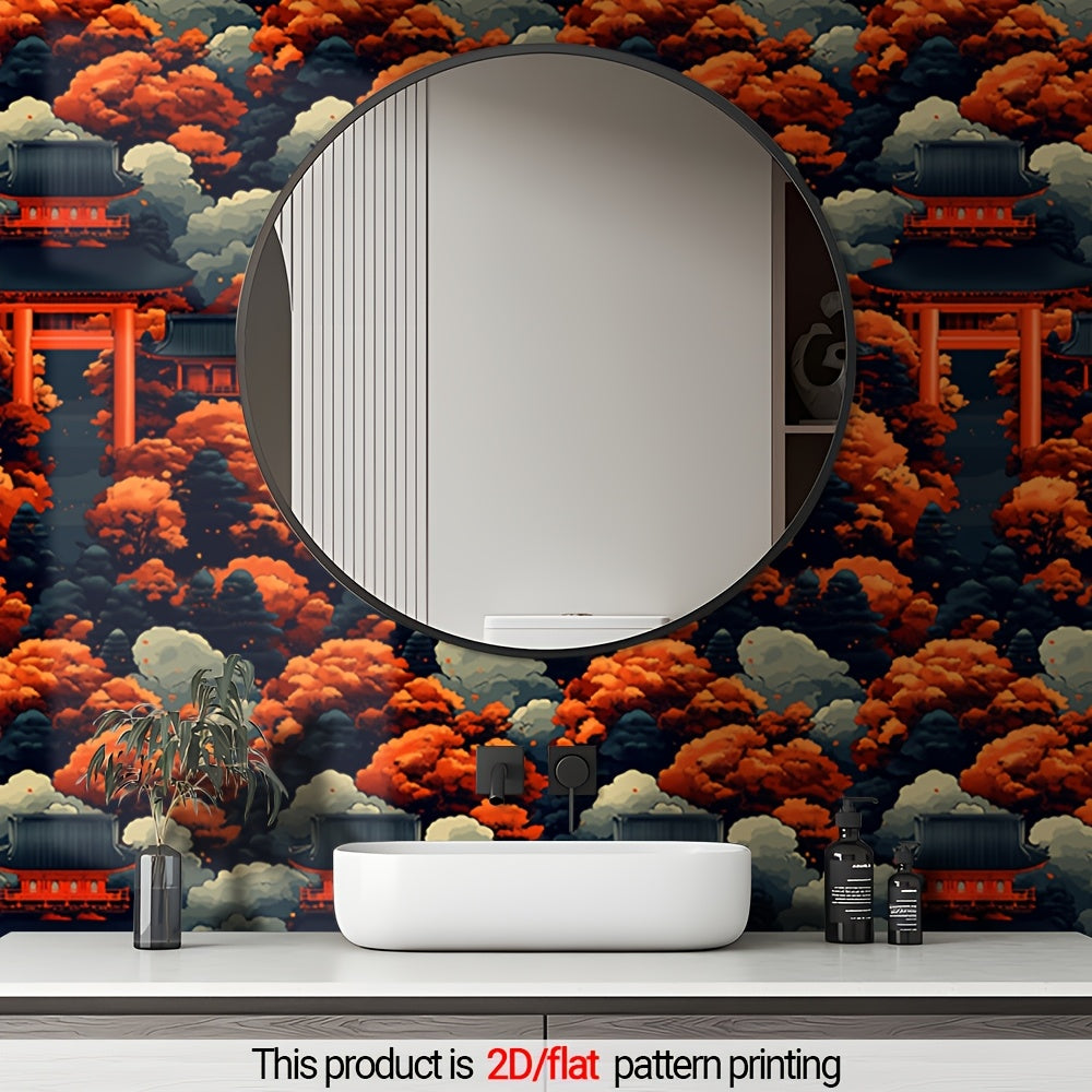 Papier peint adhésif en PVC style japonais pour la chambre amovible, mise en situation