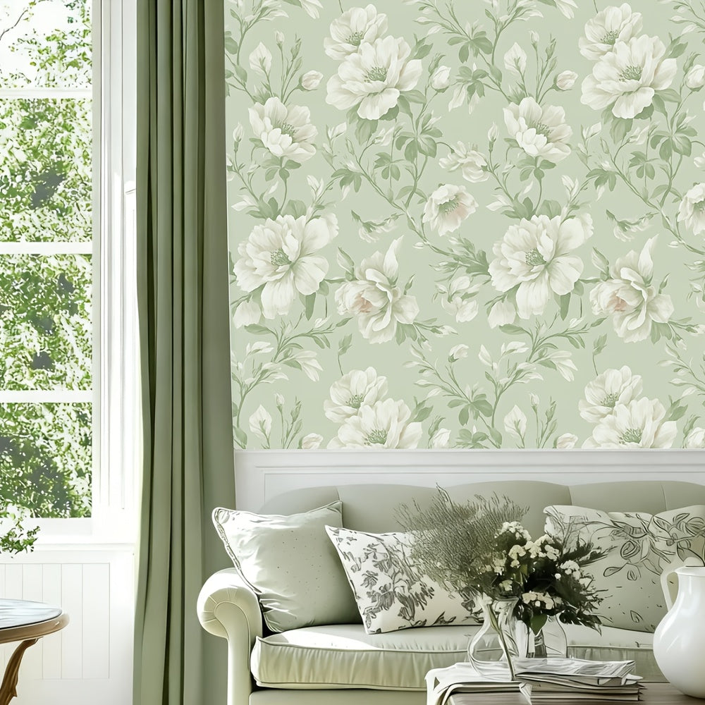 Papier peint adhésif en PVC à motif fleuri en bordure pour la chambre amovible, mise en situation