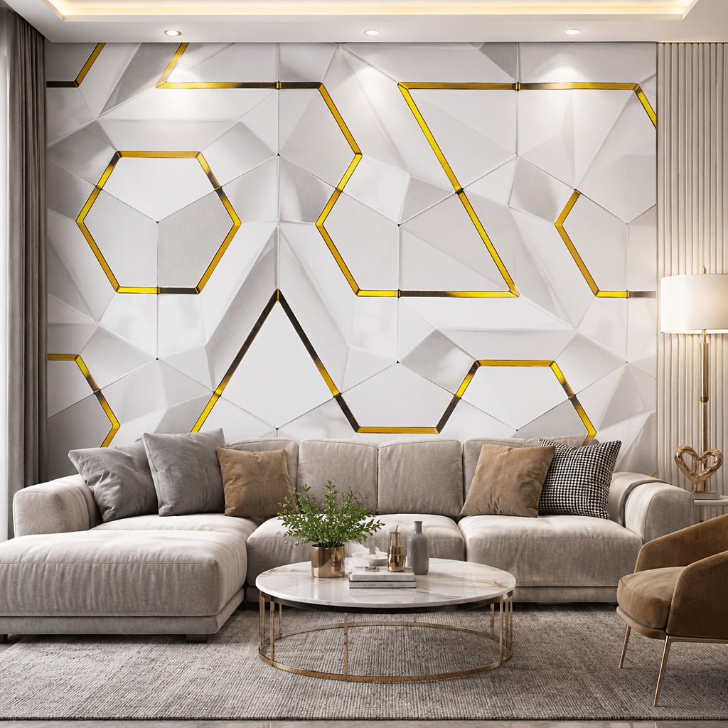 Papier peint adhésif en PVC à motif géométrique pour la chambre de 1 mm, mise en situation