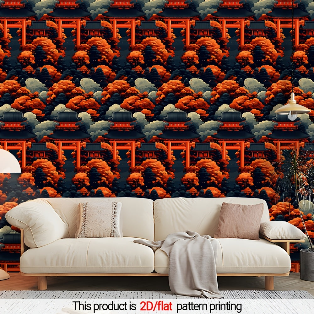 Papier peint adhésif en PVC style japonais pour la chambre amovible, détail du motif