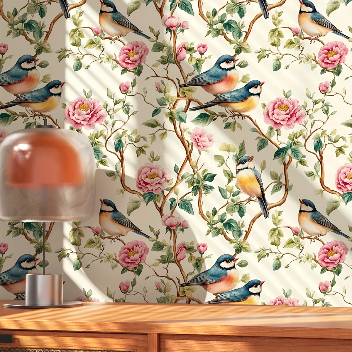 Papier peint adhésif à motif fleuri allure vintage hydrofuge pour la cuisine