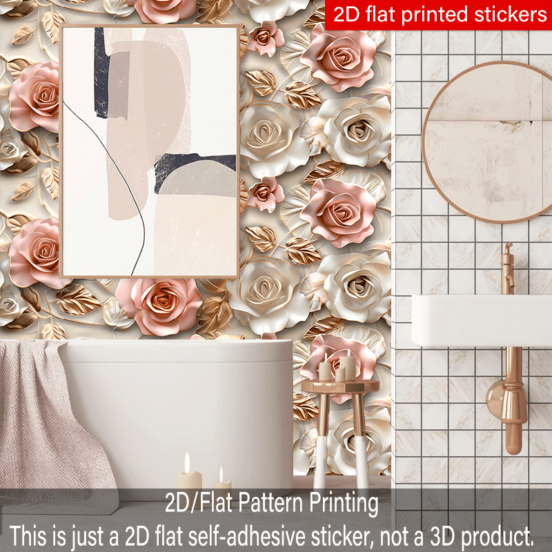 Papier peint adhésif en PVC à motif fleuri amovible de 1 mm — matière : PVC