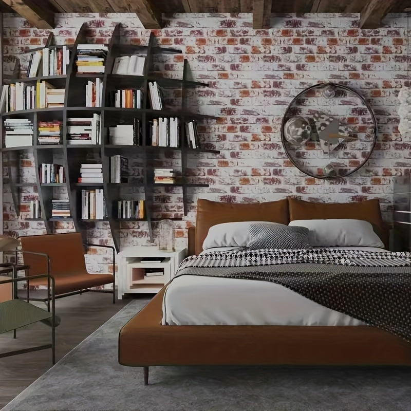 Papier peint adhésif en PVC effet brique pour relooker un meuble amovible, rendu sur un mur