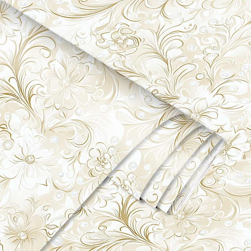 Papier peint adhésif à motif fleuri ligne contemporaine sans raccord visible