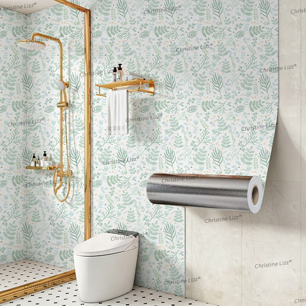 Papier peint adhésif en PVC à motif fleuri hydrofuge pour la salle de bain