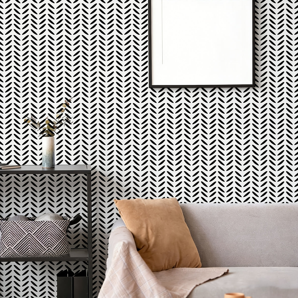 Papier peint adhésif en PET à motif géométrique ligne contemporaine amovible