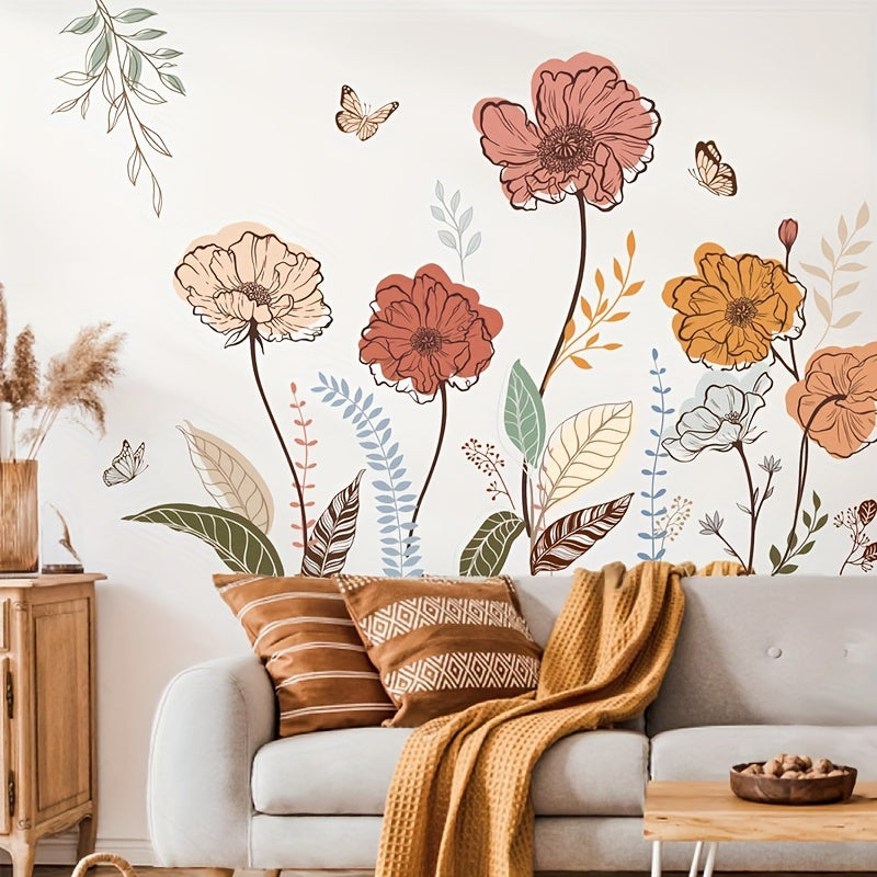 Papier peint adhésif en mousse XPE à motif fleuri, épaisseur 1 mm