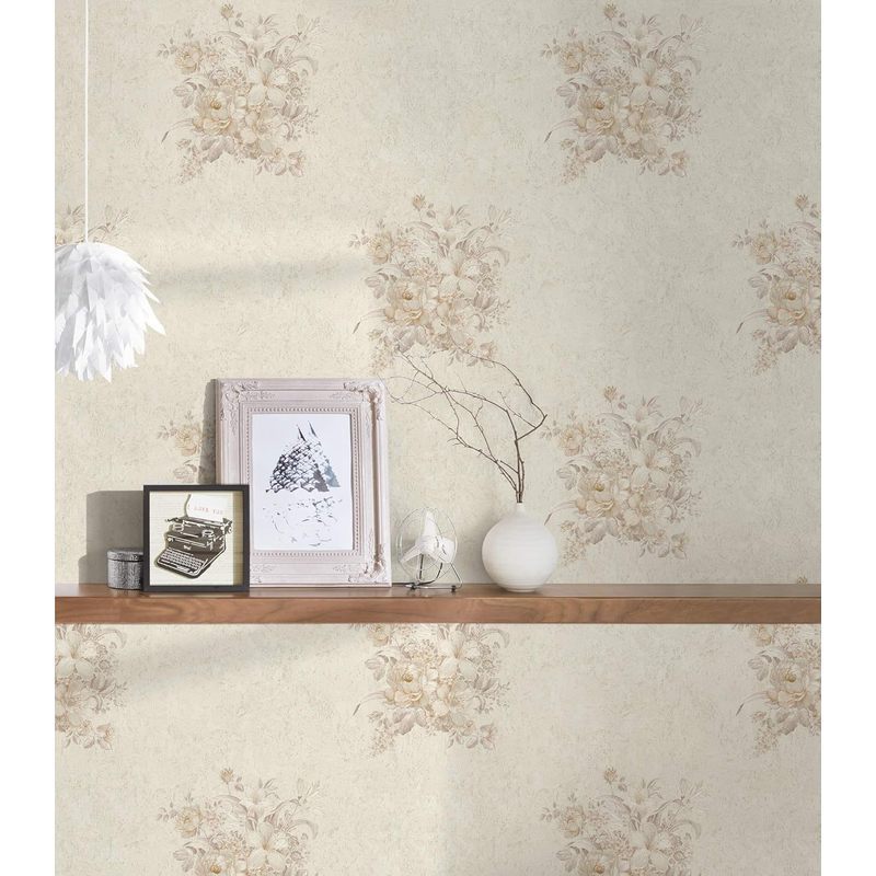 Papier peint textile à motif fleuri, le rouleau