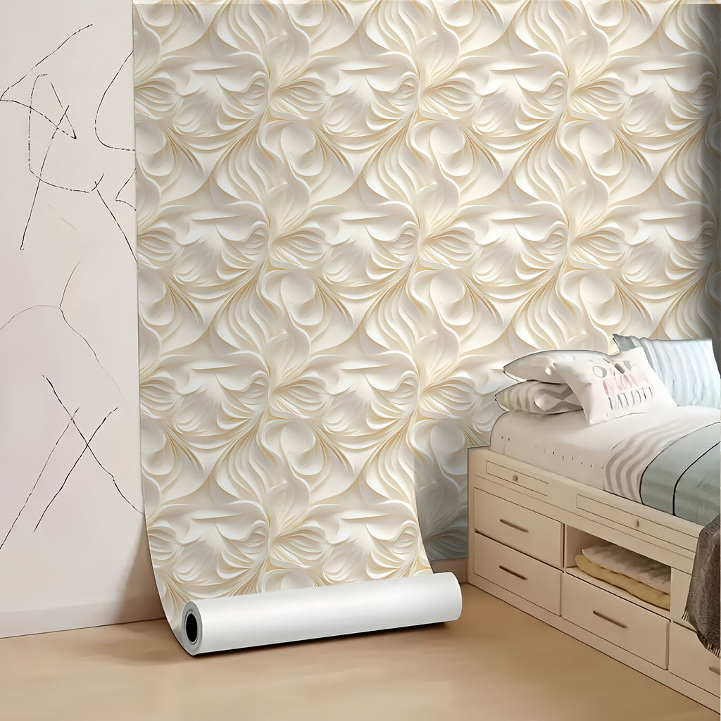 Papier peint adhésif en vinyle style scandinave, rendu sur un mur